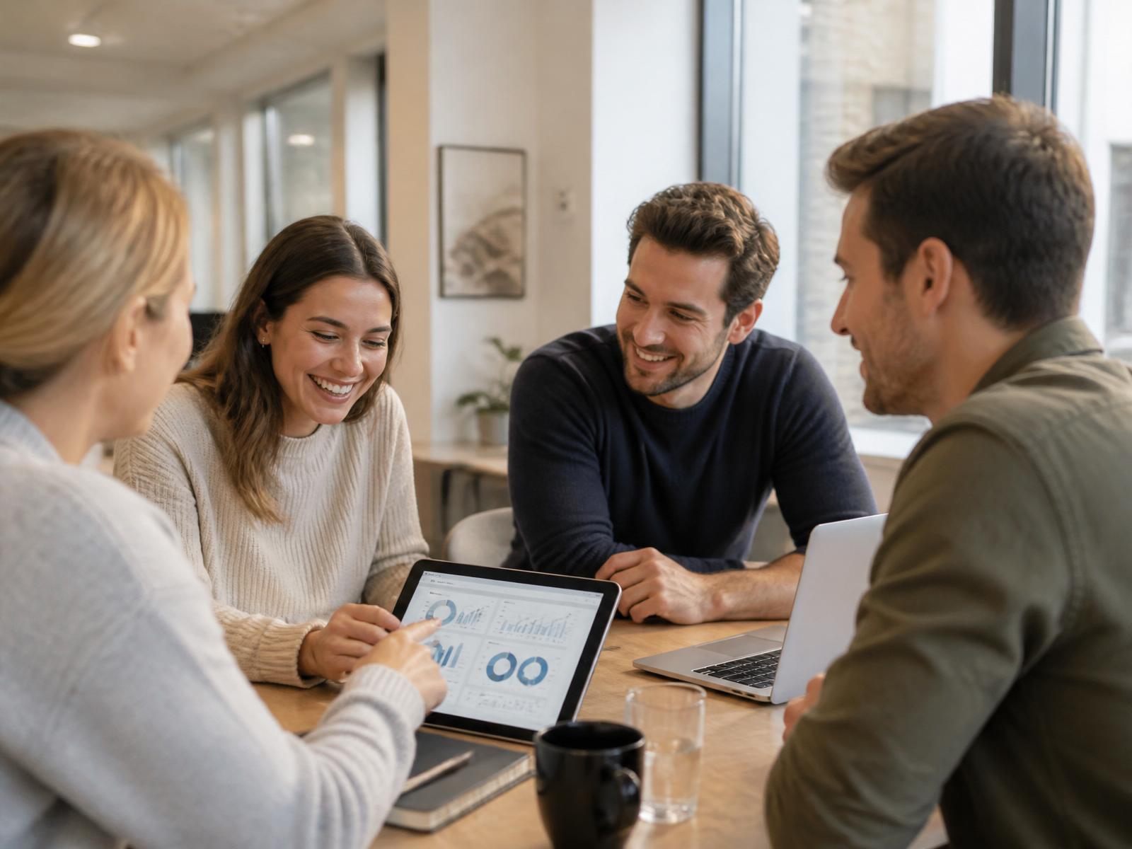 Close-up of the Go Vista AI team working together in the St Albans office
